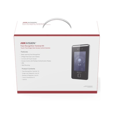 Kit completo de control de acceso facial Hikvision DS-KAS541 con lector QR y huella