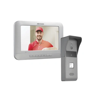 DS-KIS203-T (Análogo) Kit de Videoportero Analógico con Pantalla LCD a Color de 7" / Frente de Calle para Exterior IP65 / Salida de Relevador. Marca: Hikvision