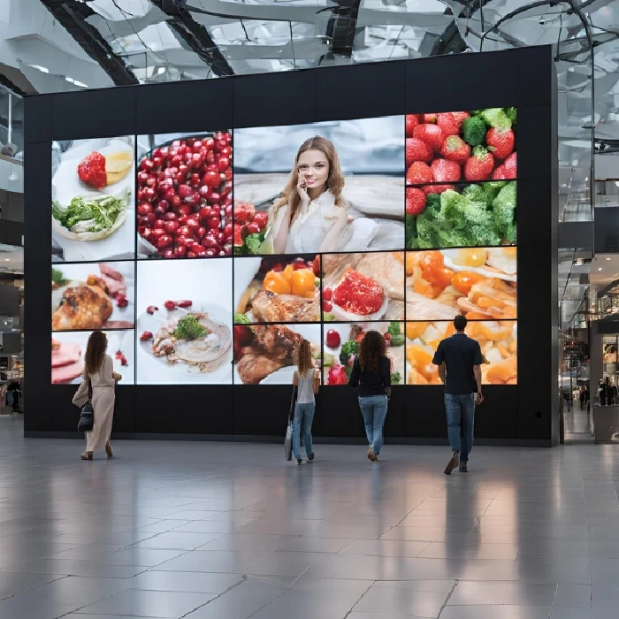 Videowall de pantallas LED para visualización de contenidos a gran escala.
