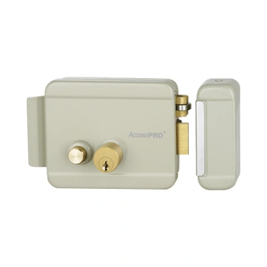 Cerradura eléctrica AccessPRO ACCESSRIMB con botón de salida, exterior derecha