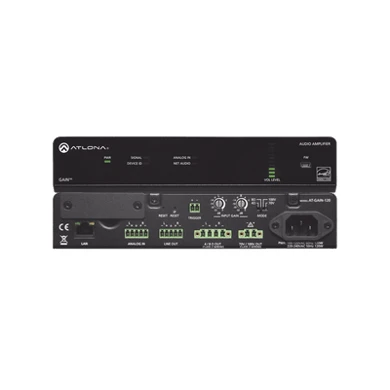 Amplificador profesional IP Atlona AT-GAIN-120 de 120W clase D con opción AES67 Dante